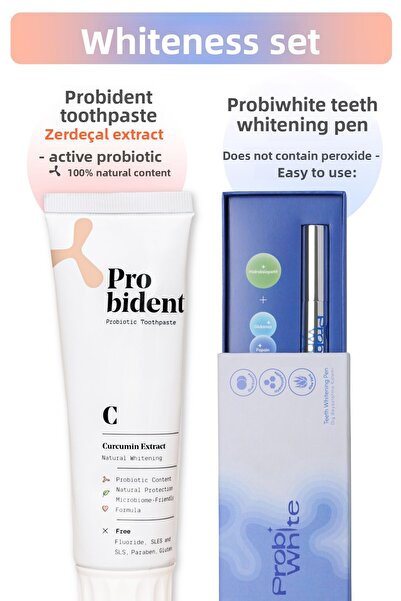 Probident Whiteness Set-Active Probiotic Turmeric Extract Added Toothpaste + ...