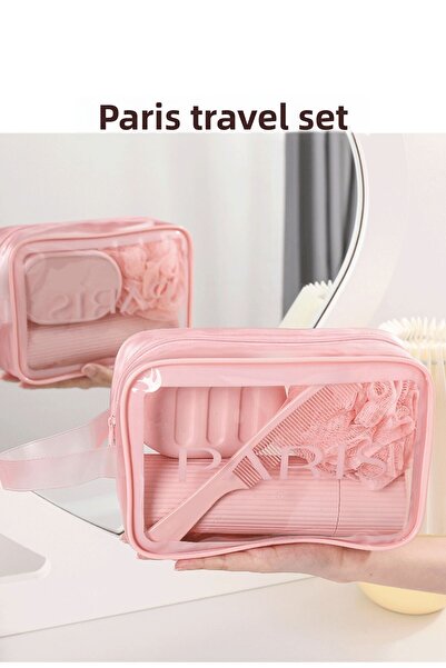 ARVALE مجموعة باريس للسفر |   منشفة استحمام، صابون، مشط وصندوق مكياج – حقيبة ...
