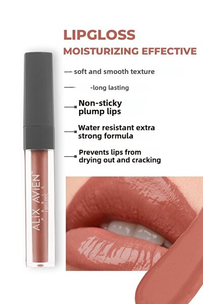 Alix Avien Lipgloss 04 Peachy Rose - Moisturizing Lip Gloss That Lasts Long, ...