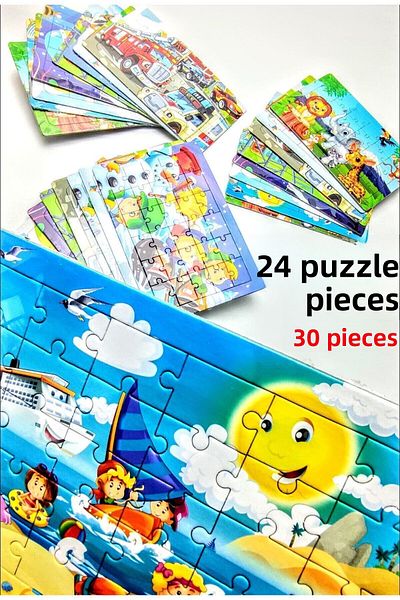 Schmülzer WHOLESALE 24 Pieces Children's Educational Jigsaw Puzzle Kids Puzzle - 30 Pieces Colorful Animal World