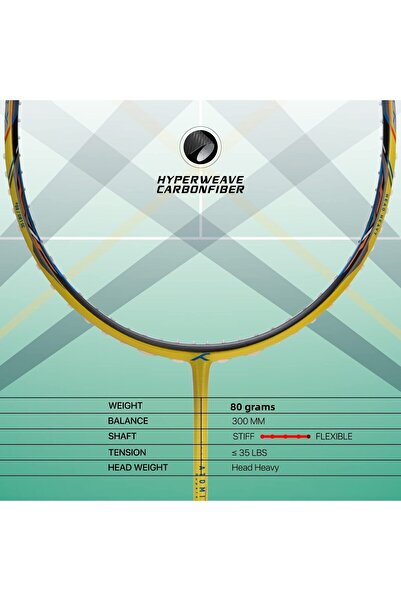 Hundred ATOMIC-X 35 SPD Carbon Fibre Strung Badminton Racket with Full Racket Cover