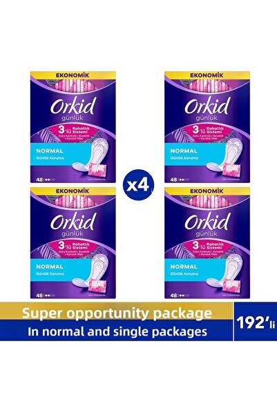 Orkid 48 لي ديلي عادي 4 عبوات إجمالي 192 قطعة
