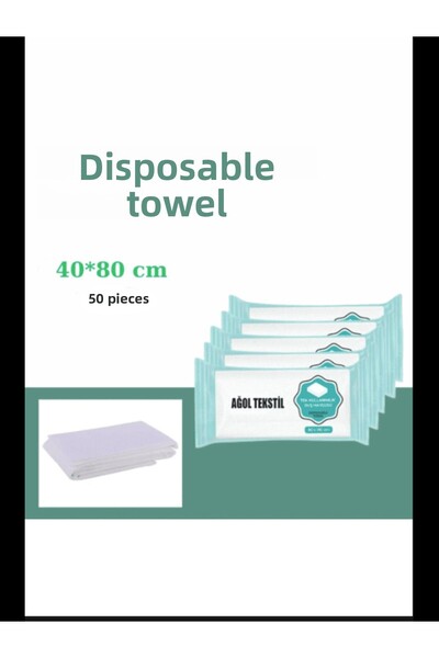 ağol tekstil منشفة استعمال مرة واحدة 40x80 سم 50 قطعة – مغلفة بشكل فردي