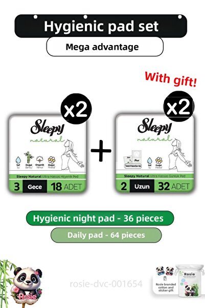 Sleepy Natural Sanitary Pad - 36 Daily Pcs, 64 Long Pcs and Rosie
