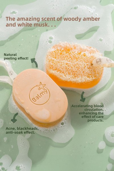 Balmy Set of 2 Natural Pumpkin Fiber Soap - Amber/Coconut