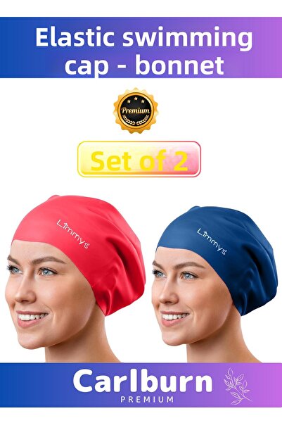 Carlburn Set de 2 șepci de înot elastice, impermeabile, rezistente la scurger...