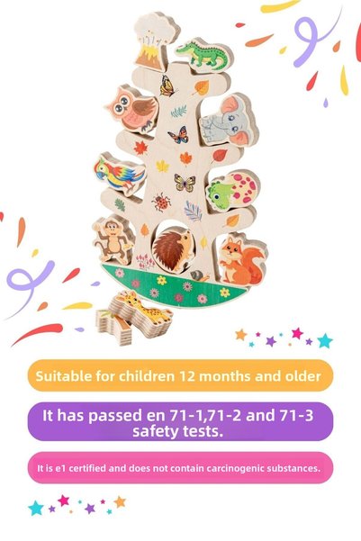 Hopiers Wooden Balance Tree / Ages 1+ / Montessori Educational and Learning Colorful Children's Toy / Safe, Fun