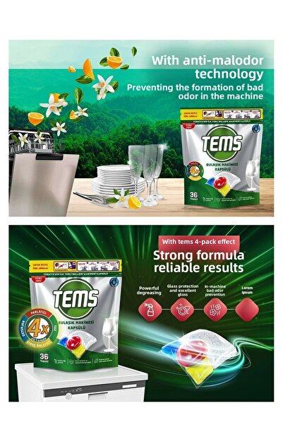 TEMS 36 X 6 Pack Dishwasher Capsules Detergent - 216 Washes