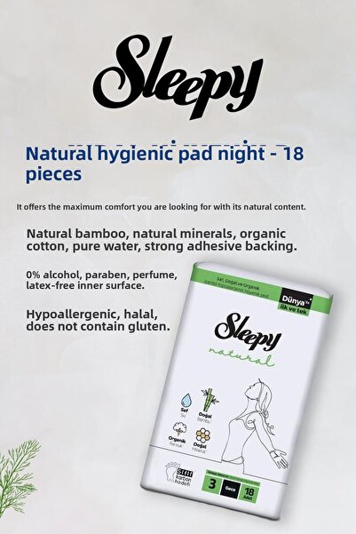 Sleepy فوط صحية طبيعية فائقة الحساسية - 18 عبوة ليلية × 6 عبوات وROSIE