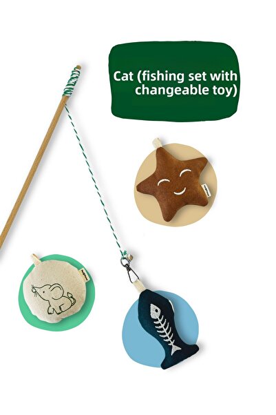 Pet And Planet مجموعة صنارة صيد السمك للقطط - مع 3 ألعاب قابلة للتبديل |   ال...