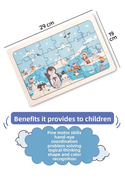 Hopiers Montessori Poles 24-Piece Wooden Puzzle Set - Educational, Learning, and Safe Children's Toy