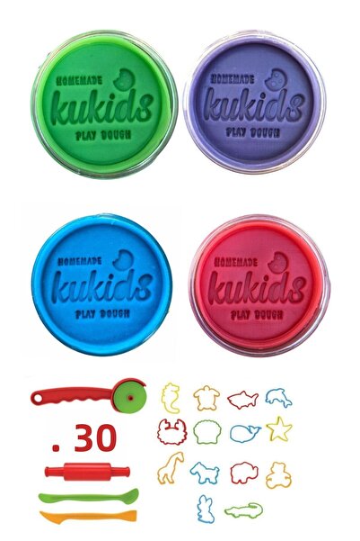 KuKids مجموعة ألعاب تعليمية من عجينة اللعب الطبيعية ومجموعة المبتدئين 4x130 جرام