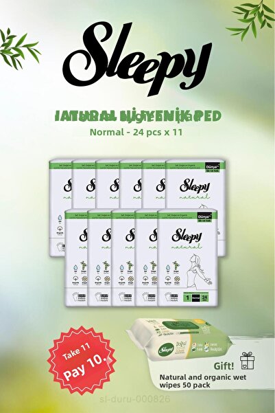 Sleepy Natural Normal Sanitary Pad Buy 11 Pay 10 24 Pieces and Natural Wet Wi...