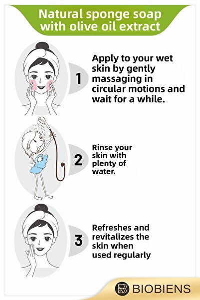 Biobiens دش بخلاصة زيت الزيتون وصابون إسفنجي طبيعي خاص للبشرة