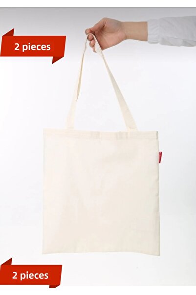 ÇIQRIK HOME 2 كيس قماش مطرز مقاس 35 × 40 2 كيس تسوق من القطن والكتان الطبيعي