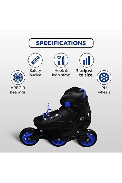 Endless Inline Adjustable Skates | Medium Size 34-38 Eur | Blue | Abec 9 Bearings | Indoor/outdoor