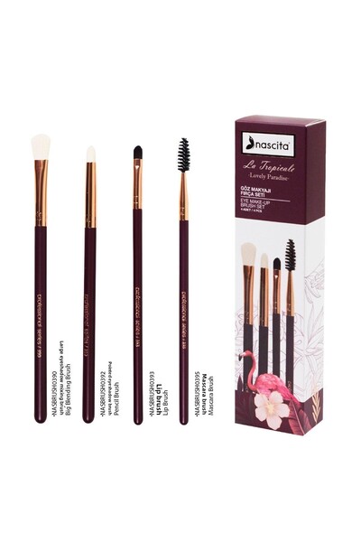 nascita مجموعة فرش مكياج العيون مكونة من 4 قطع