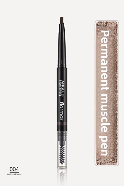Flormar Two Ended Angled Eyebrow Pencil and Eyebrow Brush (Dark Brown) - Angled Brow Pencil - 004 -8690604572069