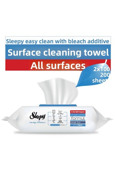 Sleepy 2x100 (200 ورقة) منشفة تنظيف الأسطح المضافة من الألياف الدقيقة سهلة ال...