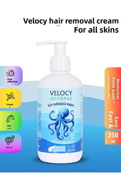 VELOCY كريم إزالة الشعر بالصبار فعال لجميع المناطق ويوفر حماية طويلة الأمد