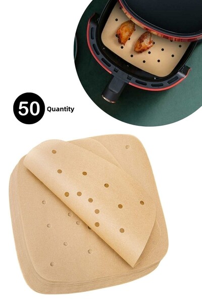 Buffer ® 50 Pieces of Air Fryer Baking Paper Disposable Oil Paper Square Hole Model