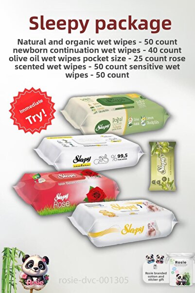 Sleepy مجموعة حديثي الولادة مكونة من 5 قطع - العناية الحساسة ومناديل مبللة وR...