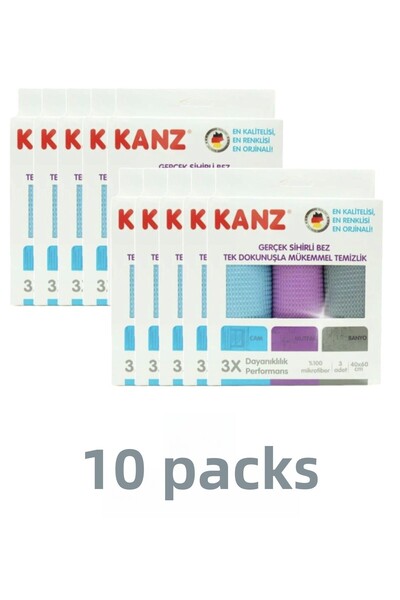 Kanz German Microfiber Glass and Counter Cloth - Set of 3, 10 Pack, Stain-Pro...