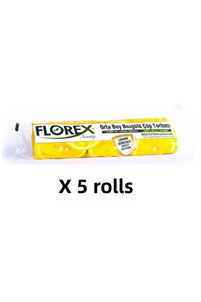 coverest فلوركس كيس نفايات برباط حجم وسط (55×60 سم) أصفر 5 رول 10*5=50 حبة