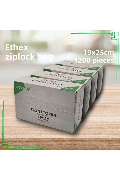 Ethex كيس زيبلوك مخطط أحمر 19x25 سم 1200 قطعة (4 صناديق) - متوافق مع الطعام، ...