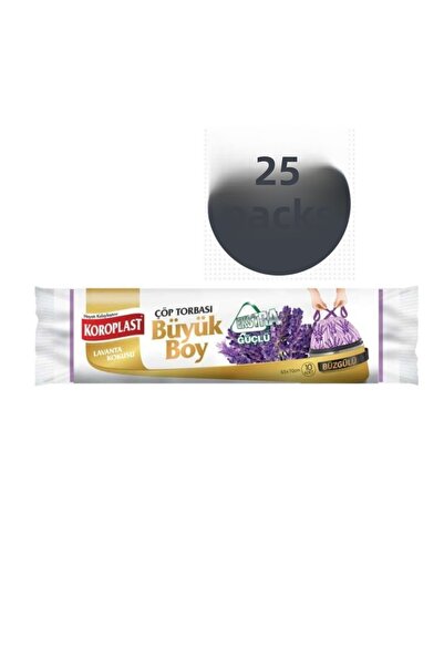 Koroplast أكياس قمامة كبيرة الحجم برباط لافندر قوي للغاية 10 × 25 عبوة (65*70...