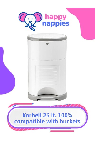 HappyNappies Korbell 26lt Compatible Domestic Baby Diaper Waste Bag - 3 Pack - 2100 Diapers Capacity