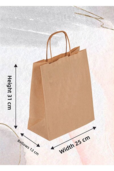 AMBALAJDÜNYAM 10 أكياس كرافت - مقبض ملتوي، أكياس ورقية (25x12x31)