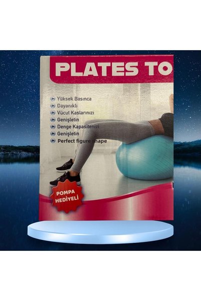 Gök Sports 65 Cm Corded Pilates Ball and Pump Set Plates Balance Yoga Sports Exercise Ball Gymnastics Fitness Gym