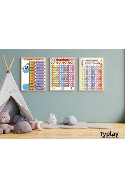 Ti Play قياسات الزمن - لوحة الوجه - الأرقام الإيقاعية 50 × 70 سم من ورق بريستول بدون إطار