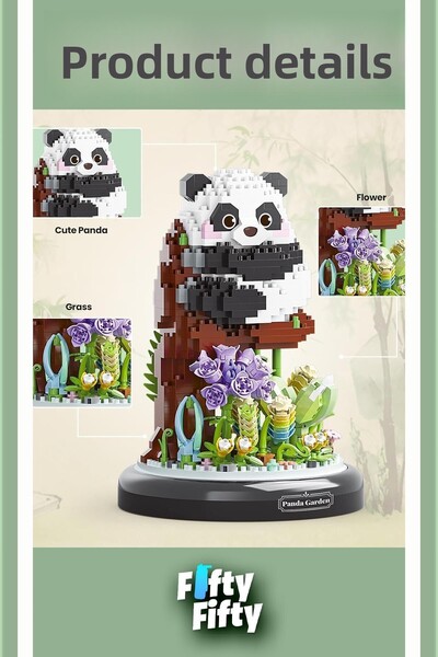 Vagonlife Panlos Yko Series Decorative and Collectible Panda Model 1083 Piece Construction Set -Ffp1279