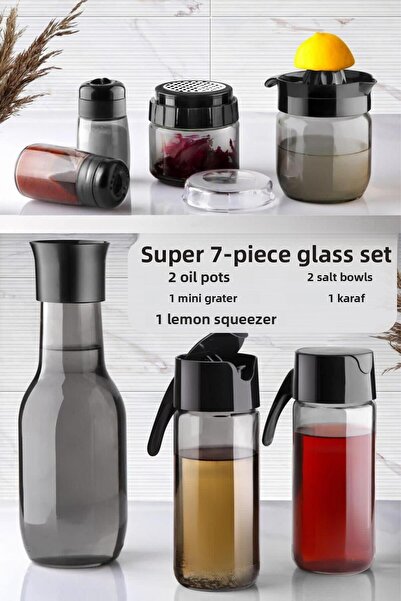 HOMENIVA مجموعة المطبخ المكونة من 7 قطع من قوس قزح المدخن - إبريق الكافور، مب...