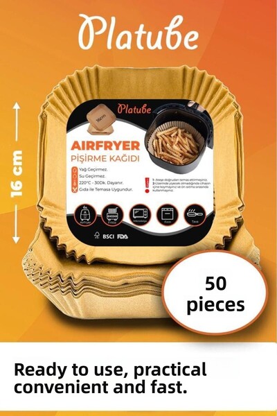 Platube 50 قطعة من ورق الخبز Airfryer - ورق زيت مربع متوافق مع جميع العلامات ...