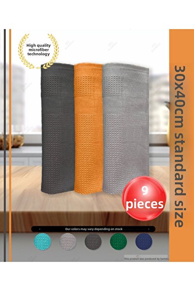 TAHT 9 قطع من قماش تنظيف الزجاج المزخرف السحري مقاس 30 × 40 سم - قماش قياسي من الألياف الدقيقة