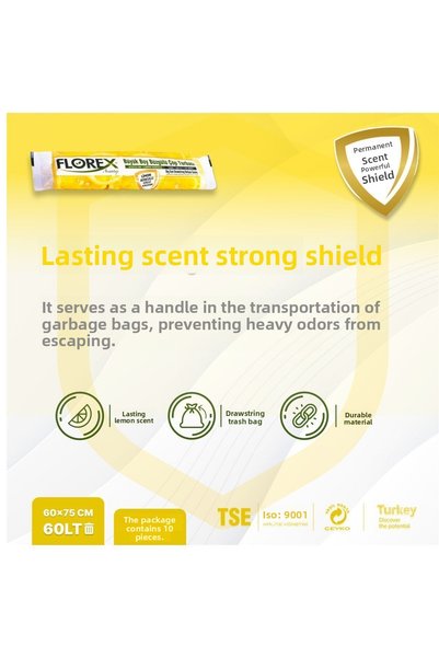 Florex Lemon Scented Advantage Series Medium Size Drawstring Garbage Bag - X 1 Roll