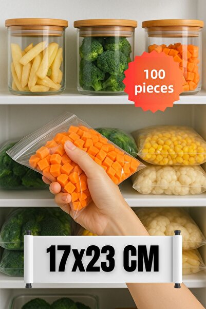 YOK YOK AMBALAJ كيس ثلاجة زيبلوك للحماية، كيس نايلون، مقاس 17 × 23 سم، 100 قط...