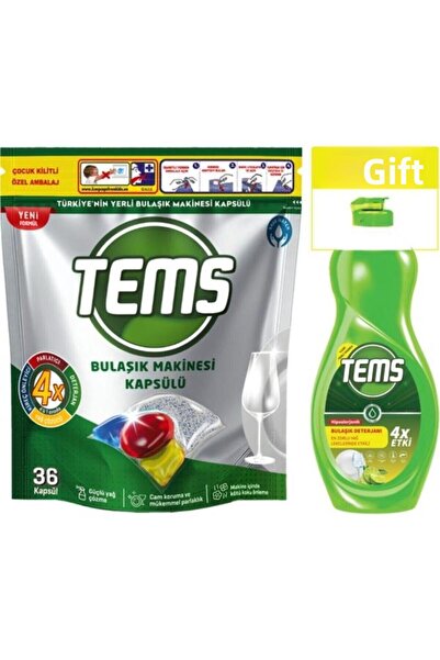 TEMS 4 Impact Dishwasher Capsule Detergent 36 Pieces + 500 ml Liquid Dish Detergent