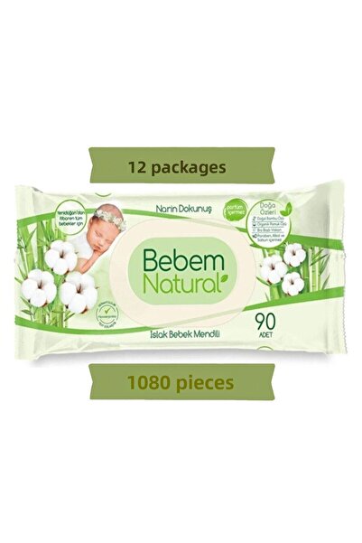 Bebem Natural مناديل مبللة لحديثي الولادة حساسة الملمس 12 عبوة 1080 قطعة