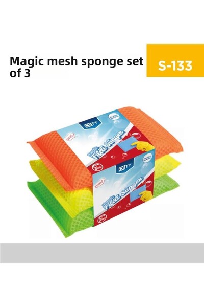 cety إسفنجة أطباق شبكية سحرية مكونة من 3 قطع