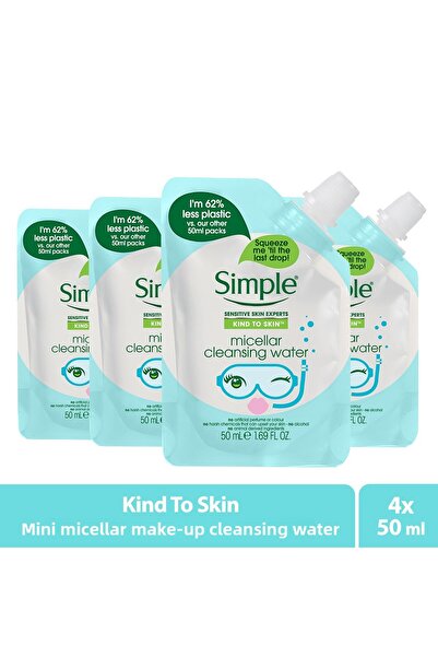 Simple 50 مل × 4 ماء ميسيلار صغير لتنظيف المكياج