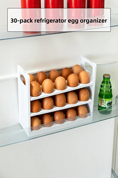 EWs 30-Piece 3-Tier Egg Holder Refrigerator Organizer That Fits the Refrigerator Shelf