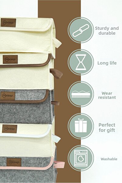 mordesign Felt Organizer with Lid for Newborn - In-Cabinet Laundry/Toy Organizer
