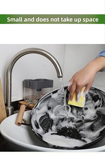 Buffer Push-on Practical Liquid Soap Dispenser Pump and Dishwashing Sponge Reservoir 4 Pieces