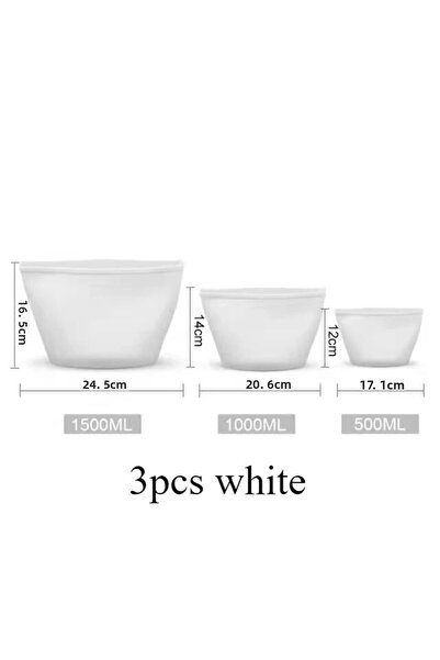 Choice 3pcs white 3PCS Silicone Food Storage Bag Reusable Stand Up Zip Bag Le...