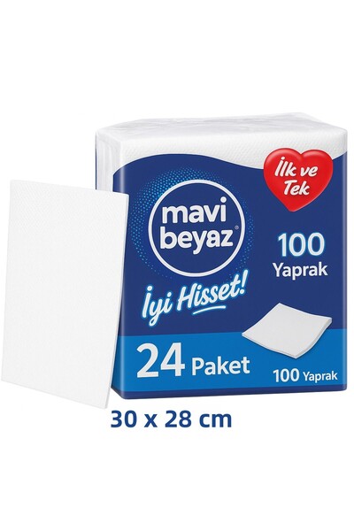 Mavi beyaz Large Size Luxury Square Service Napkin 100 Sheets 24 Packs Uv Ste...