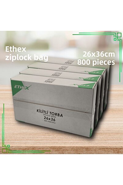 Ethex كيس زيبلوك مخطط أحمر مقاس 26 × 36 سم 800 قطعة (4 صناديق) - متوافق مع ال...